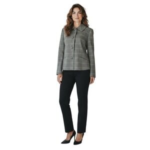 Amanda Smith Long Sleeve Grey Plaid Large Button Career Wear Suit Jacket Size 12